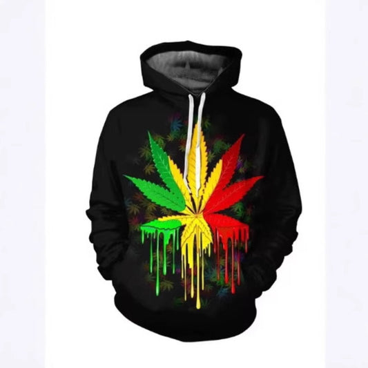 Men's Weed Leaf 3D Print Oversized Hoodie Street Fashion