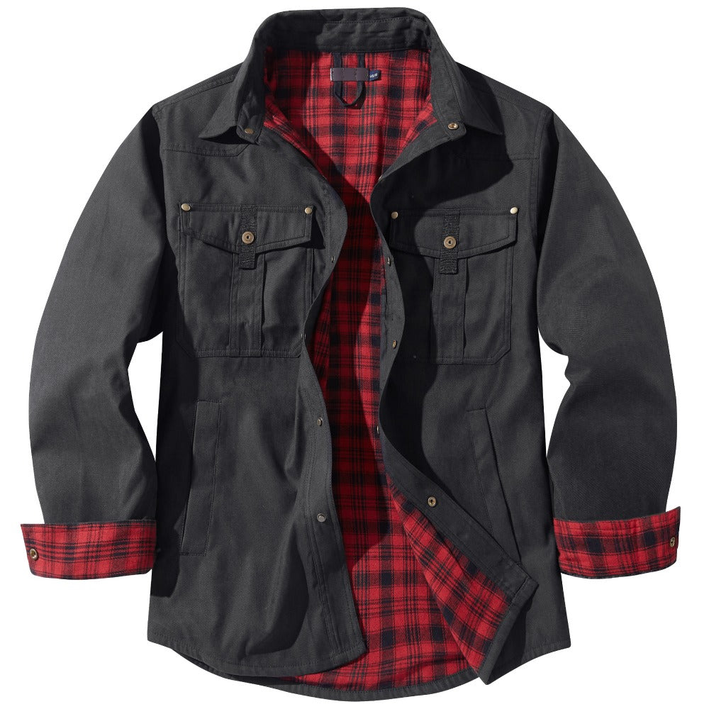 US-Size Men's Oversized Plaid Flannel Retro Western Jacket