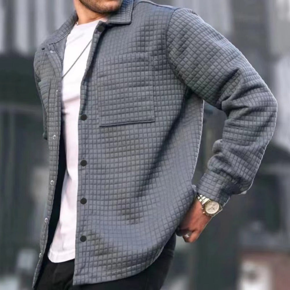 Bestseller Men's Casual Plaid Long-Sleeve Shirt Jacket Open-Front Coat