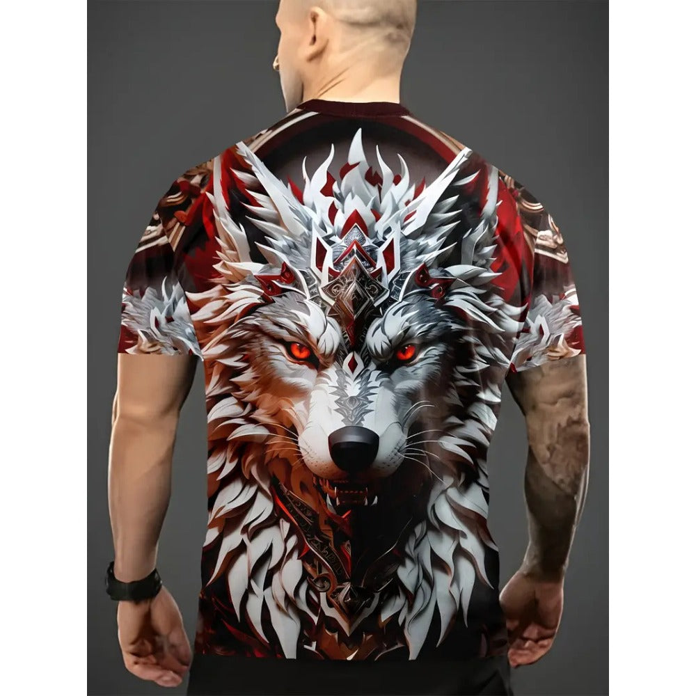 Western Dragon 3D Print Men's Summer O-Neck Short-Sleeve Tee