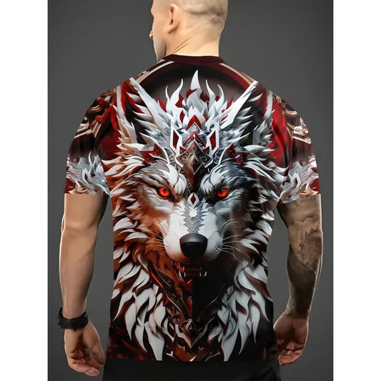 Western Dragon 3D Print Men's Summer O-Neck Short-Sleeve Tee