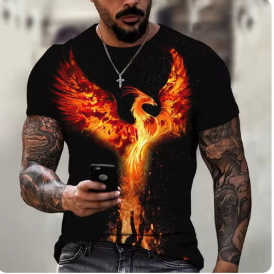 Dragon 3D Print Men's Streetwear O-Neck Short-Sleeve Tee