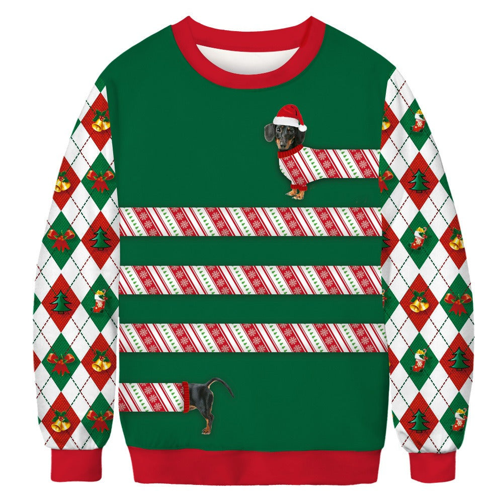 Christmas Grinch Round Neck Sweatshirt 3D Digital Print Unisex Long Sleeve Top