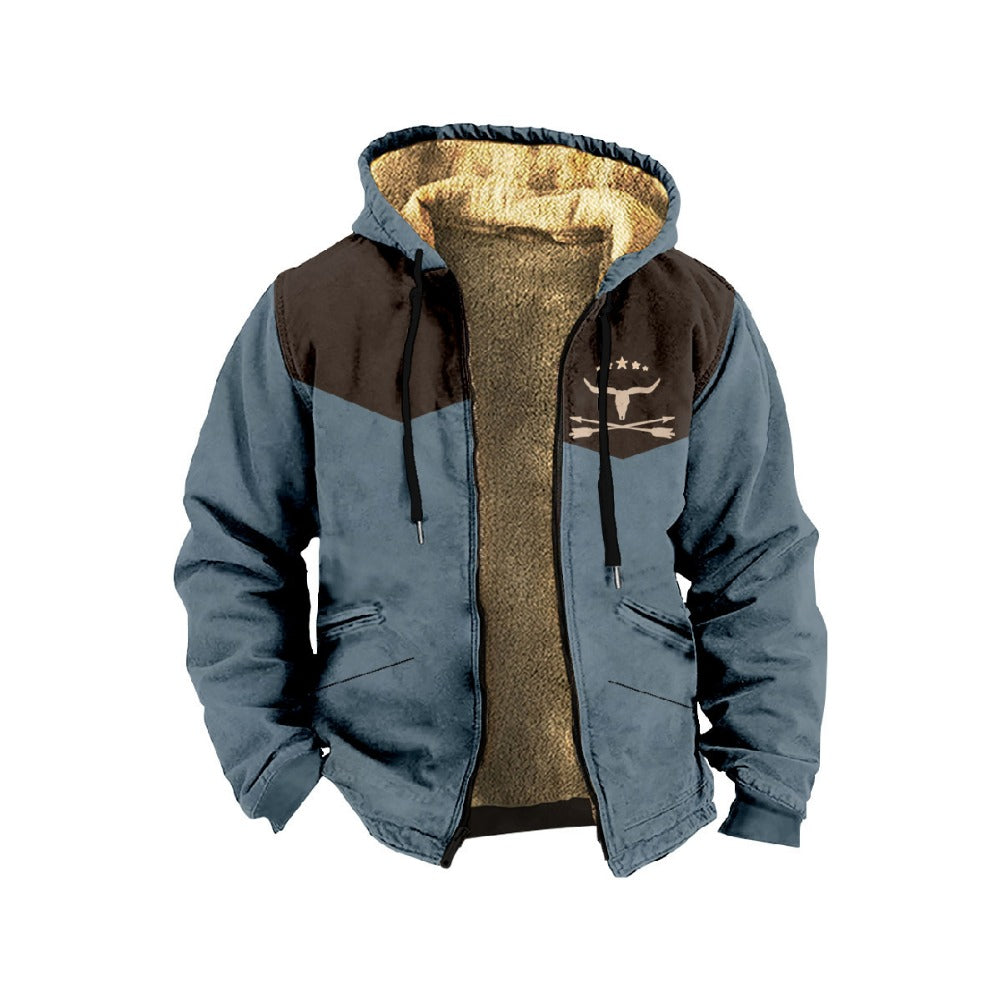 Fleece-Lined Winter Padded Coat Men's Double-Layer Thick Warm Jacket