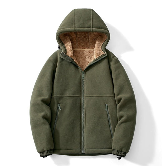 Men's Fleece Jacket New Heavyweight Casual Sherpa-Lined Warm Zip-Up Hoodie