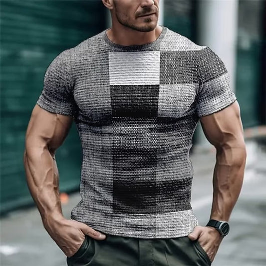 Summer Men's Round-Neck Printed Sportswear Casual Top