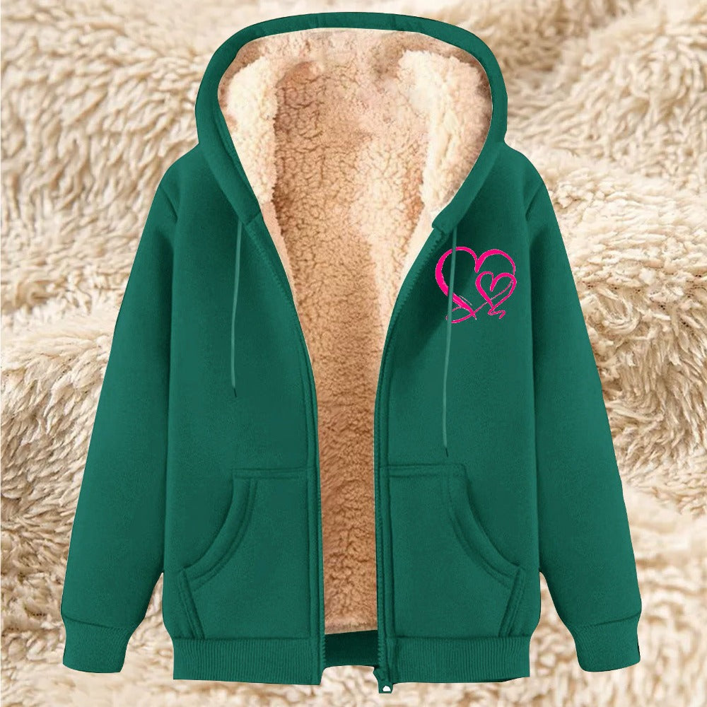 Men's Sherpa Fleece Hoodie Printed Zip-Up Hoodie