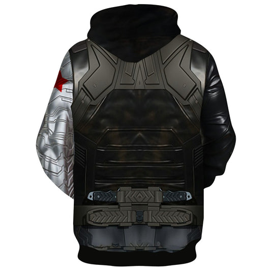 Winter Soldier 3D Print Men's Zip-Up Hoodie Cosplay Jacket