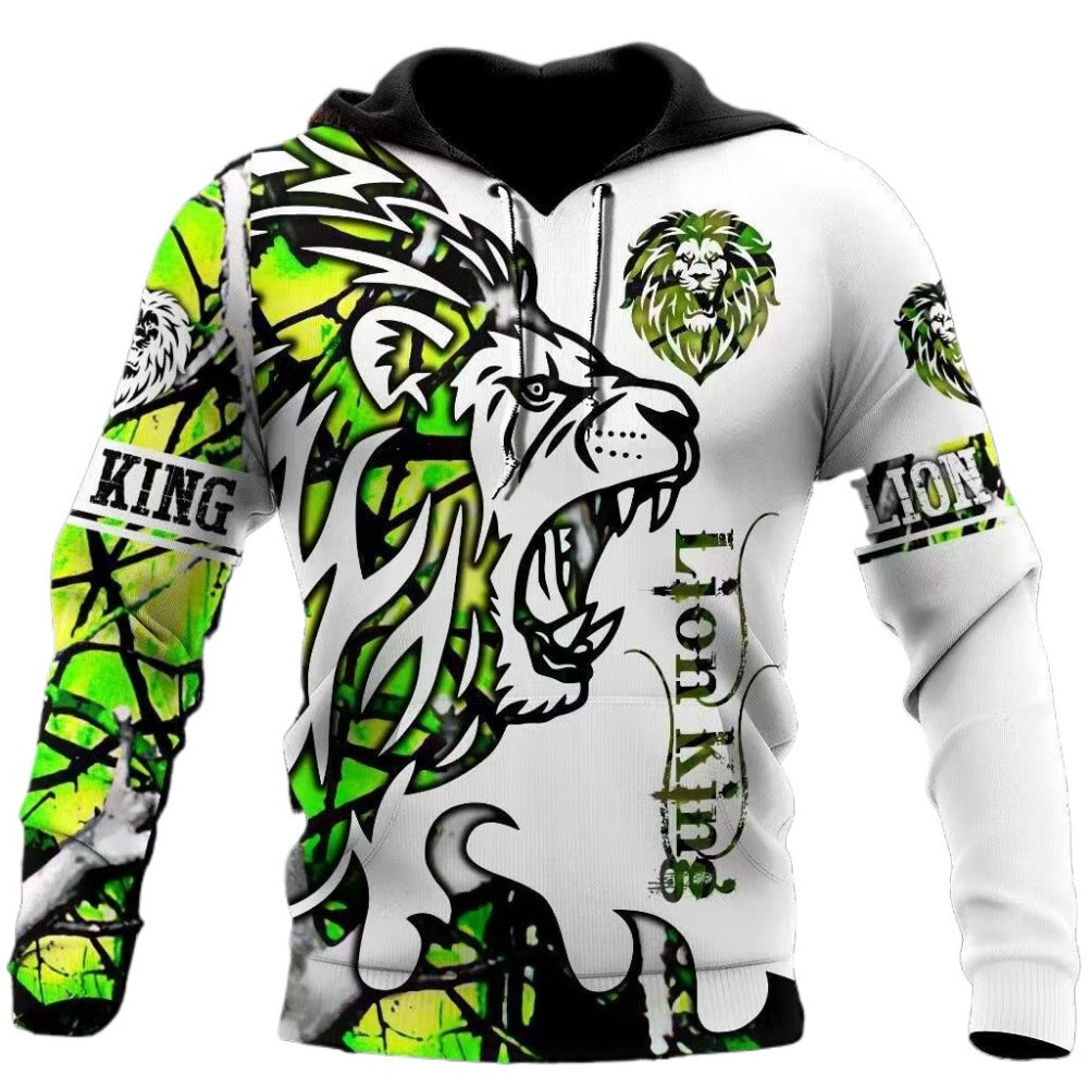 New 3D Animal Print Hooded Sweatshirt Men's Casual Two-Piece Set