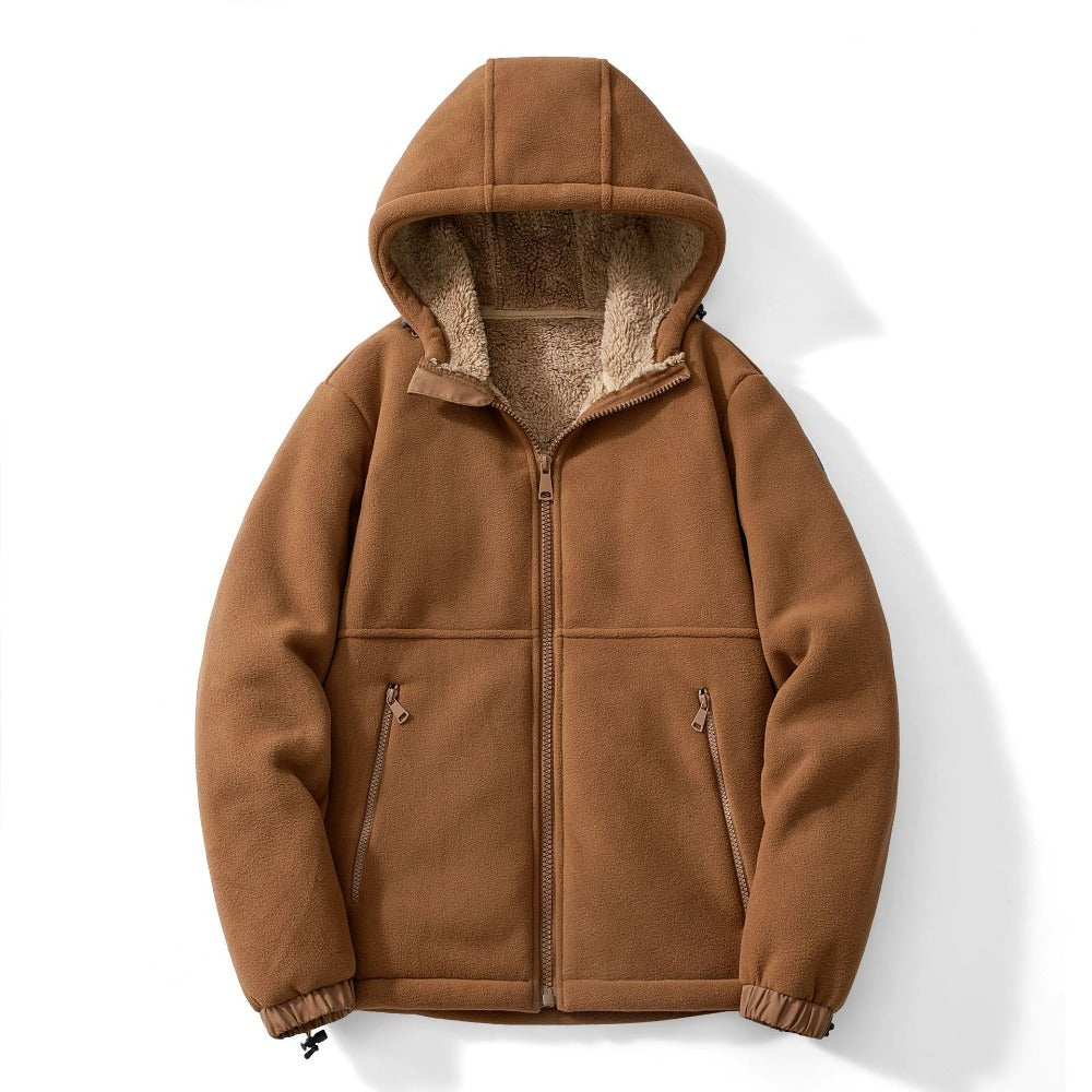 Men's Fleece Jacket New Heavyweight Casual Sherpa-Lined Warm Zip-Up Hoodie
