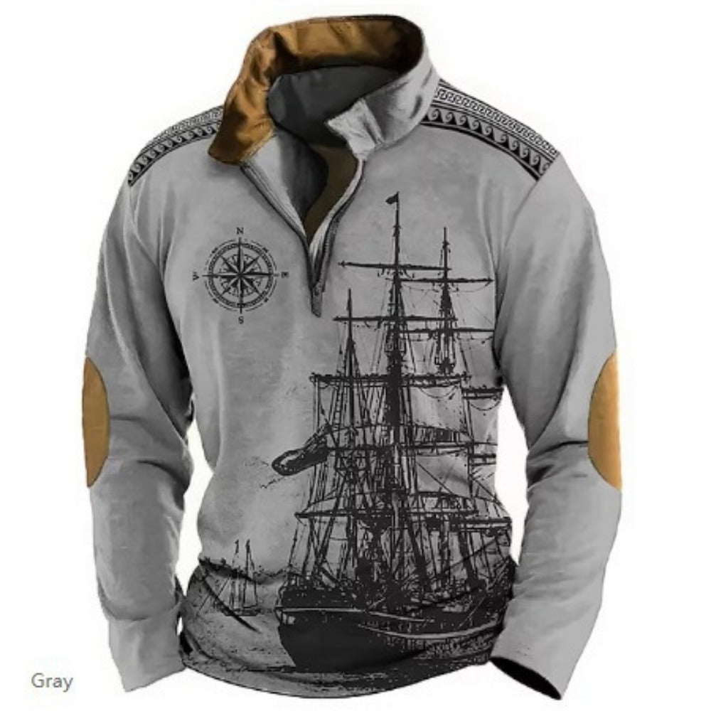 Half-Zip Tribal 3D Print Men's Pullover Hoodie