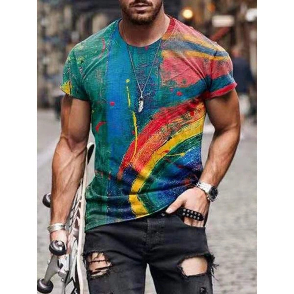 Street Style Abstract Painting Print Men's Short-Sleeve T-Shirt