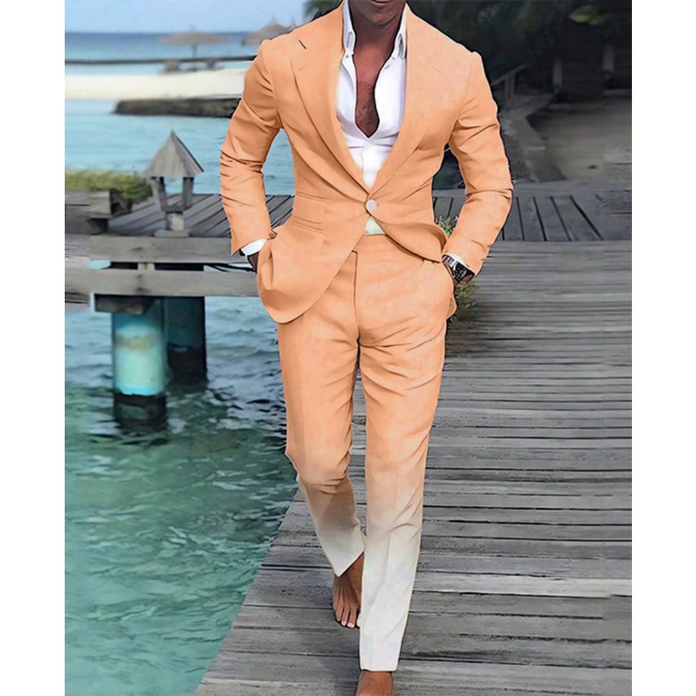 Digital Gradient Print TwoPiece OneButton Men's Suit Set