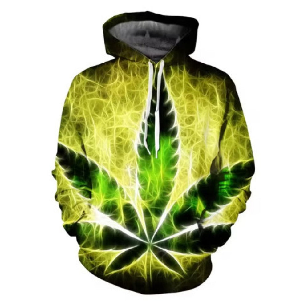 Men's Weed Leaf 3D Print Oversized Hoodie Street Fashion