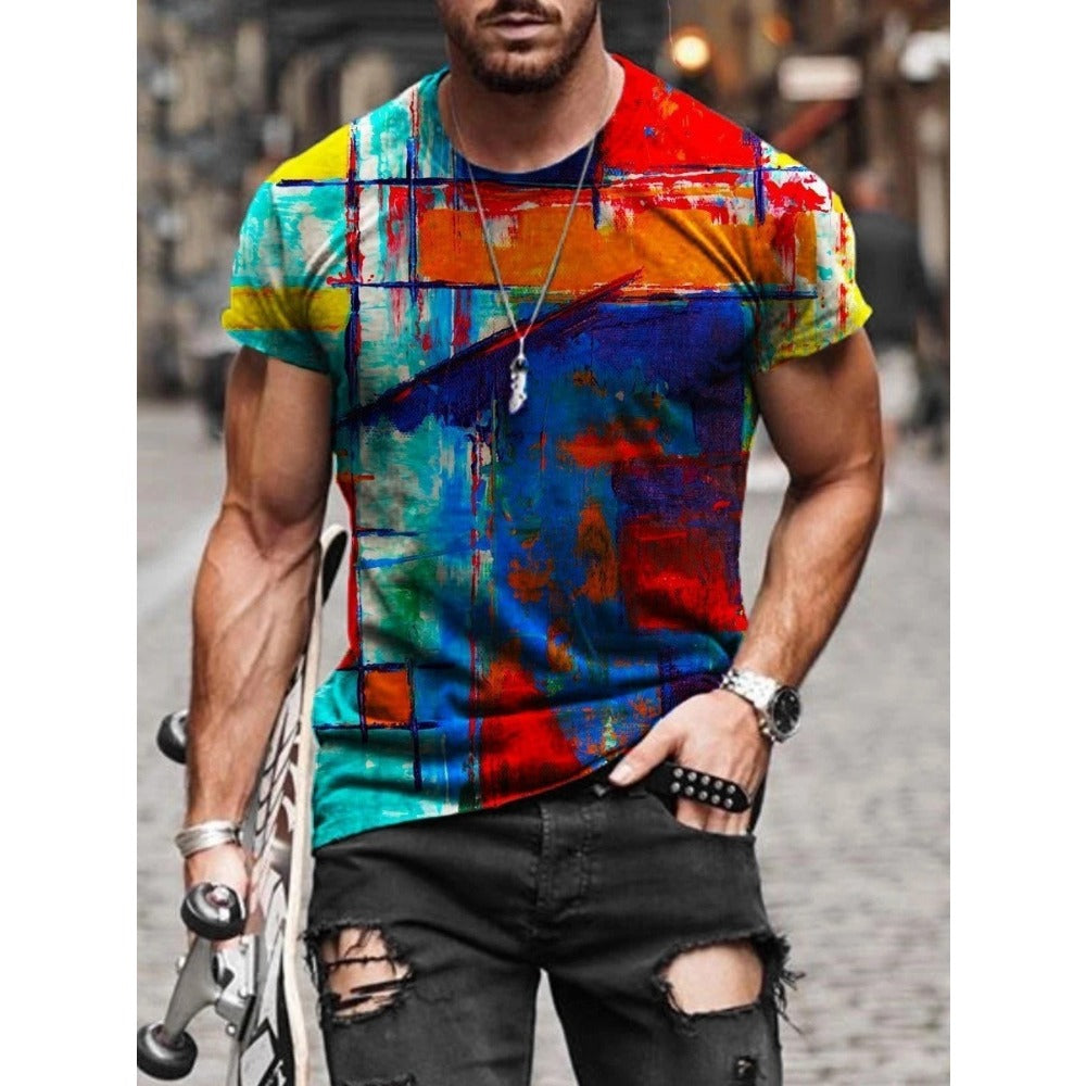 Street Style Abstract Painting Print Men's Short-Sleeve T-Shirt
