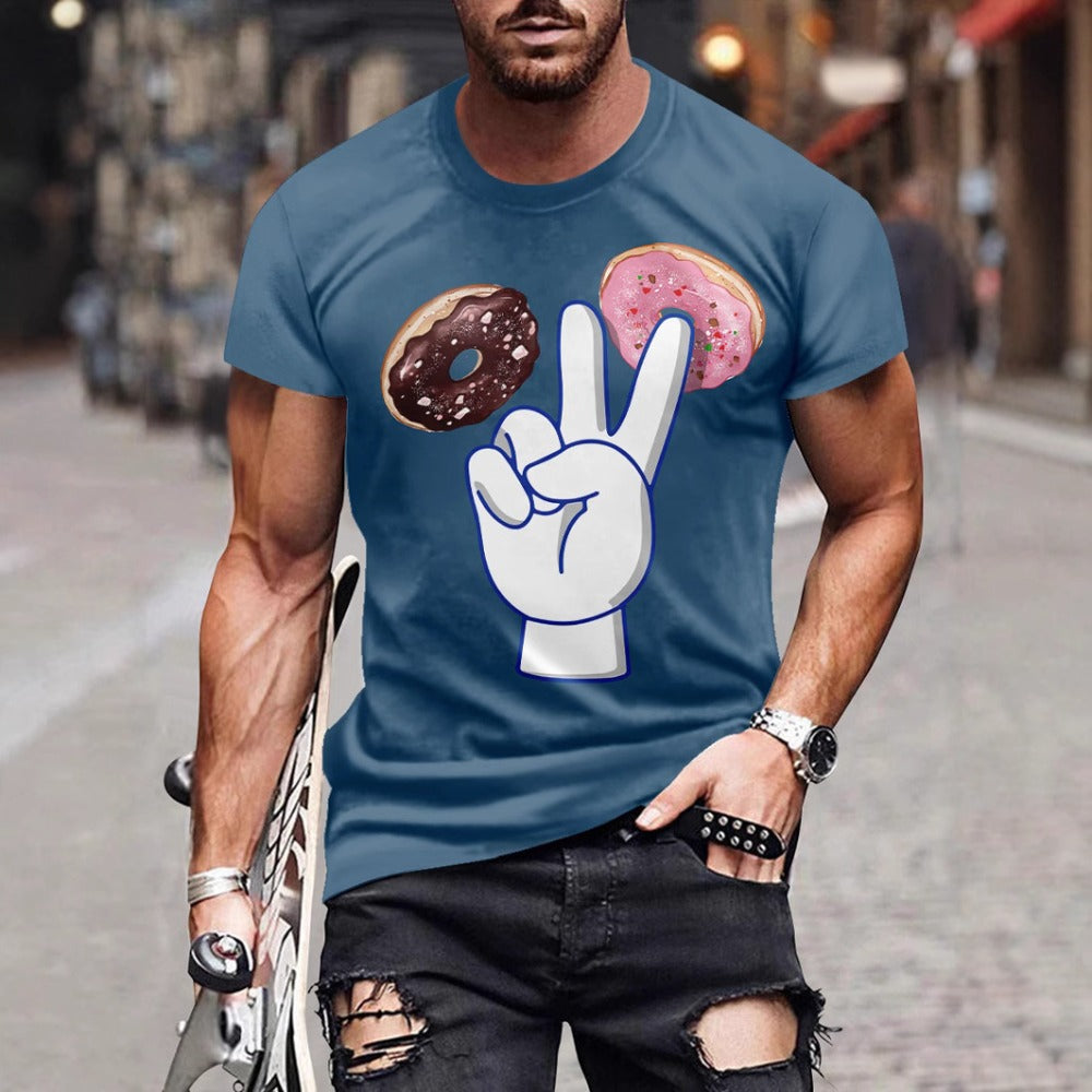 Men's Casual Round-Neck Sport T-Shirt Short-Sleeve Top