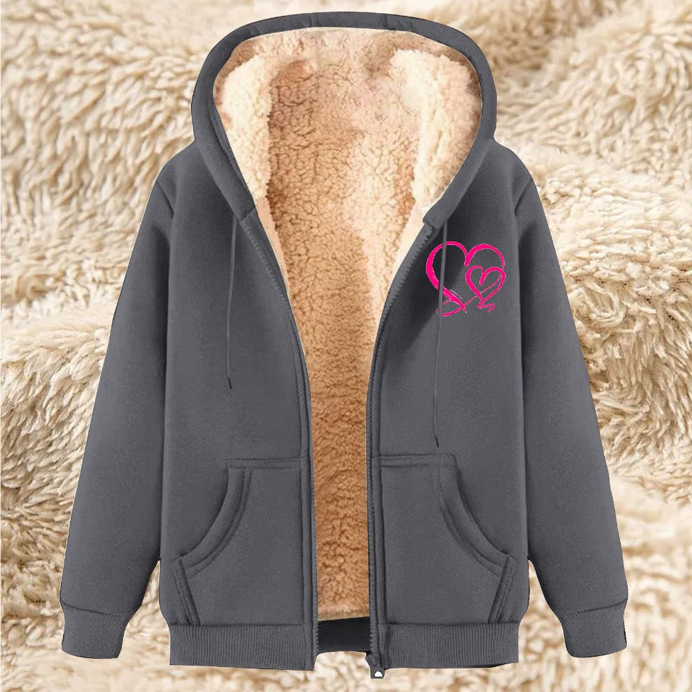Men's Sherpa Fleece Hoodie Printed Zip-Up Hoodie