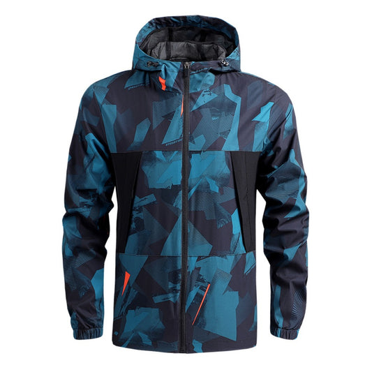 Men's Lightweight Hiking Windbreaker Hooded Outdoor Jacket