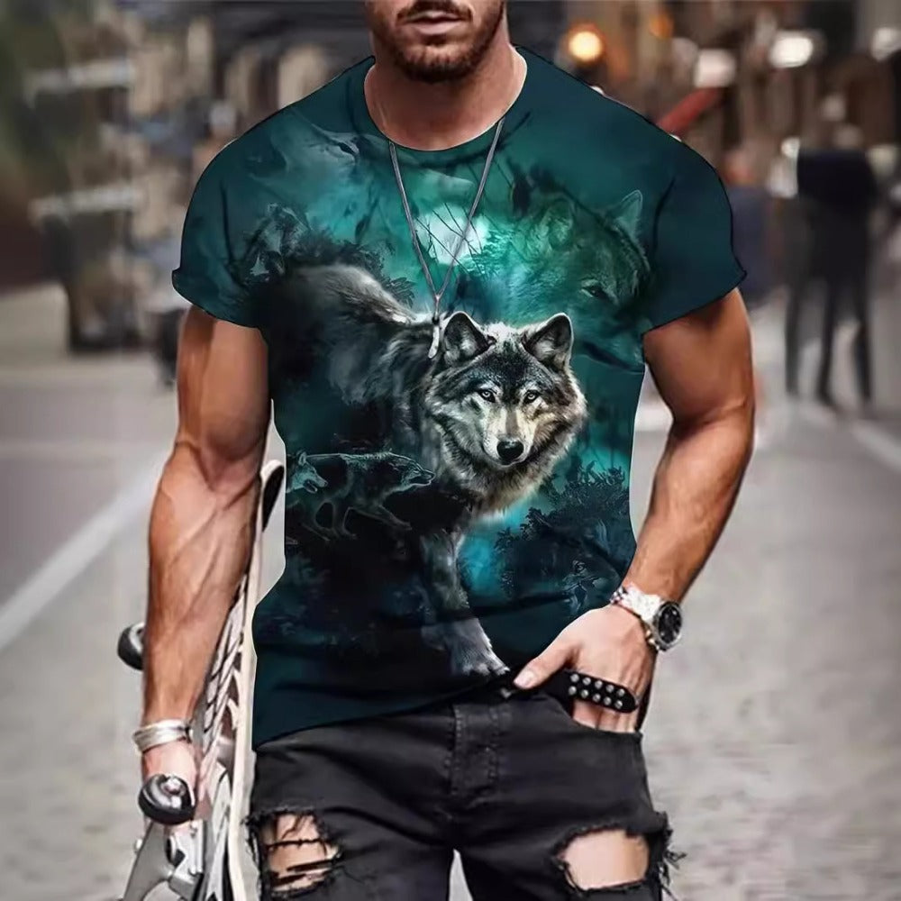 Spring/Summer Men's Creative Graphic Long-Sleeve Round-Neck Casual Tee