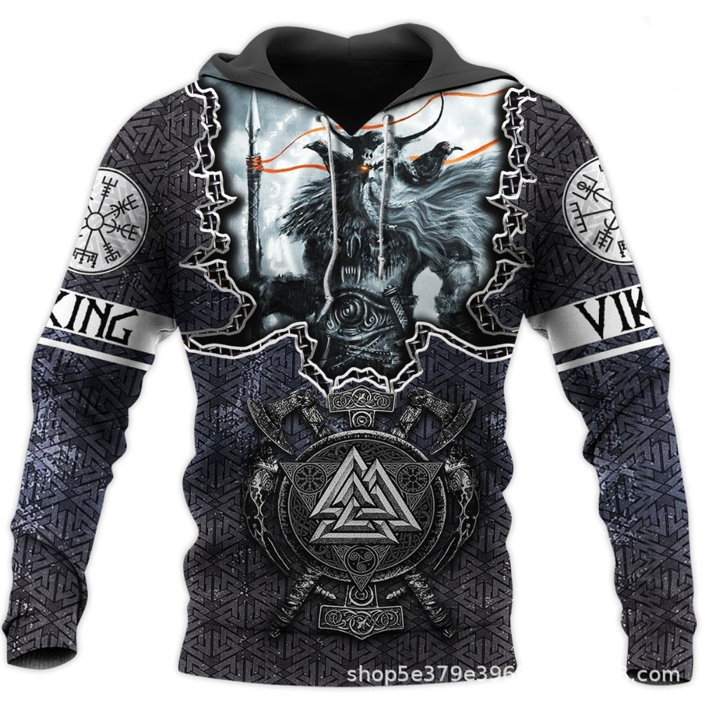 Trendy 3D Viking Warrior Print Men's Hoodie