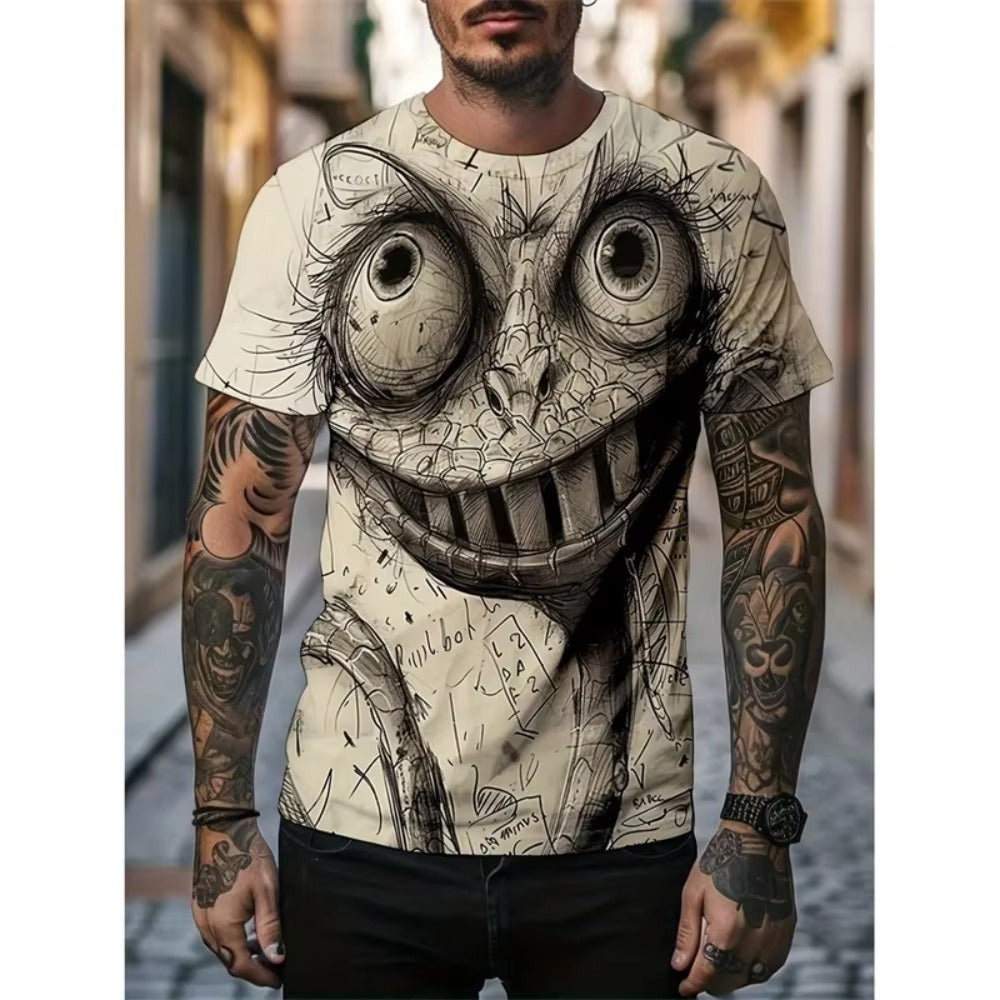 3D Animal Print Men's Street Hip-Hop Loose Round-Neck Summer Tee