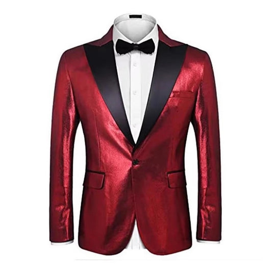 New KoreanStyle Men's Stage Suit  Blue NightclubEvening Sequined Blazer