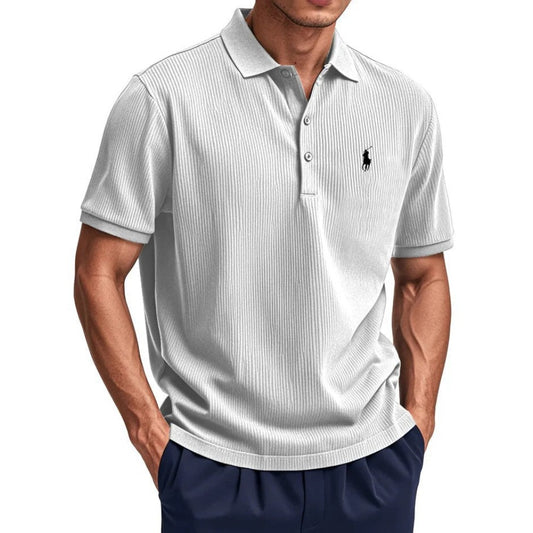 Summer New Men's Wear Casual Button Turn-Down Collar Polo Shirt Men White Black
