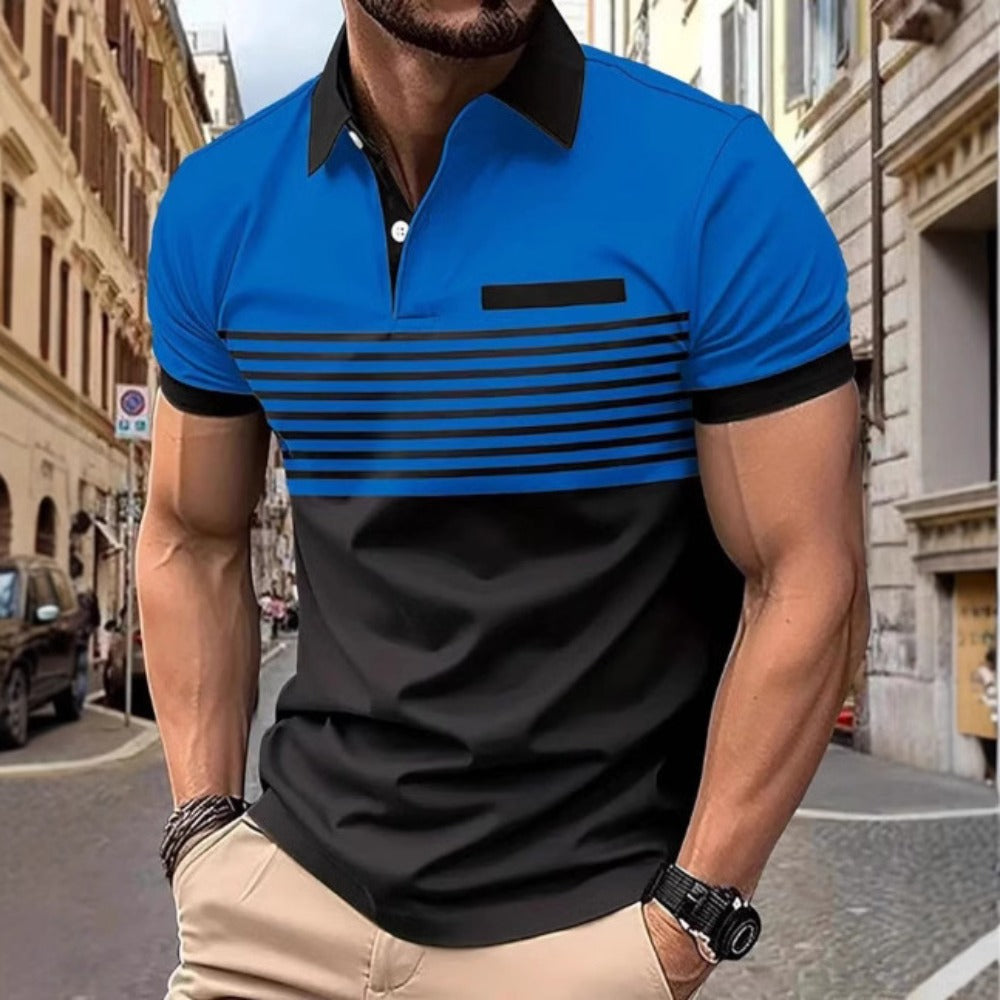 3D Minimalist Print Button Short Sleeve Polo Shirt Pullover Top Summer New Men's Fashion Versatile Casual