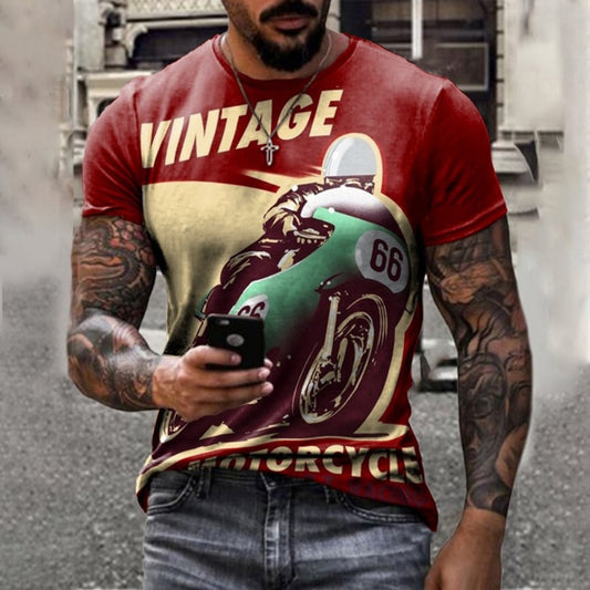 Red-Eye Wolf 3D Print Men's Streetwear Round-Neck Tee