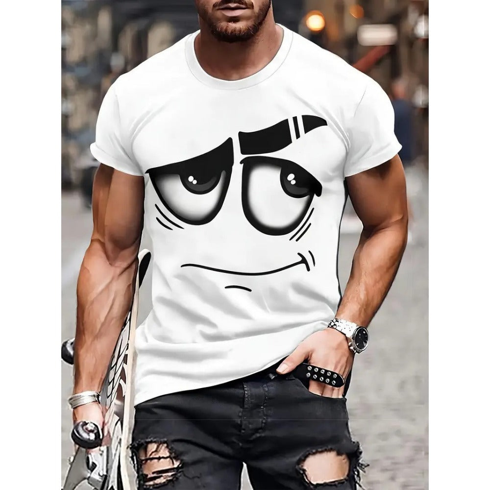 Hot New Men's 3D Digital Print Prank Ghost Short-Sleeve Tee