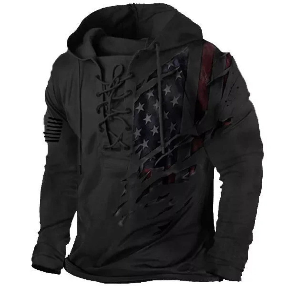 New Men's Drawstring Hoodie 3D Digital Print Casual Top