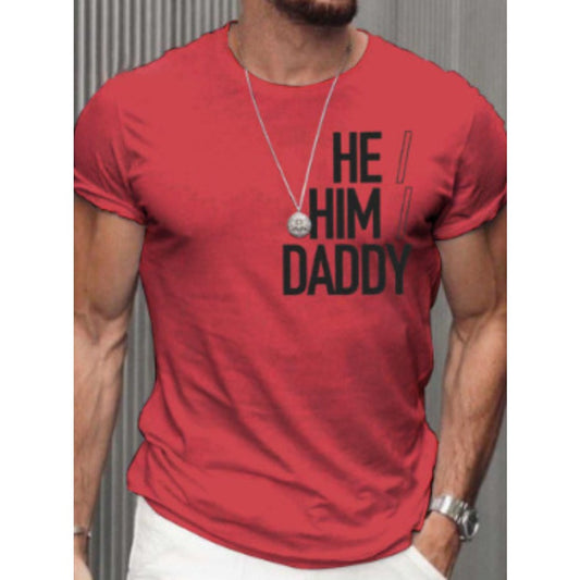 Distressed Text 3D Print Men's Outdoor Retro Short-Sleeve Fashion Tee