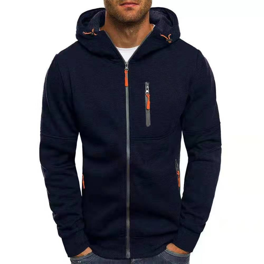 New Men's Sport Jacket Casual Arm Zipper Hoodie Open-Front Coat