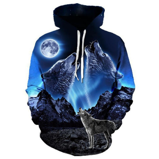 Bestseller Men's Hoodie 3D Printed Fierce Animal Wolf Fashion Trendy Pullover
