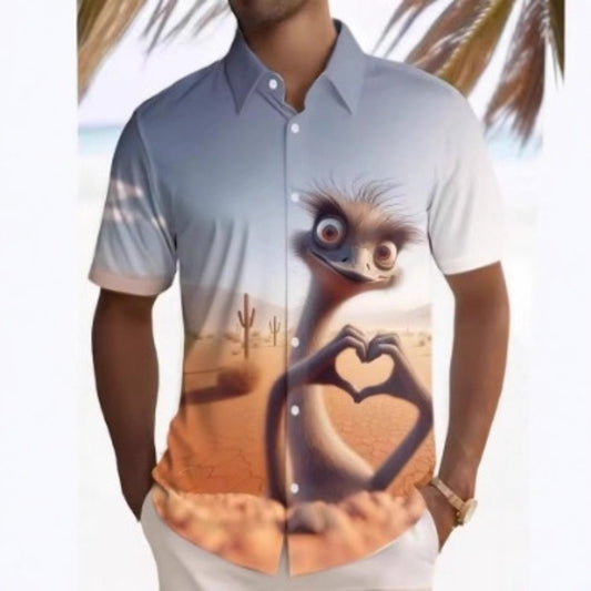 Summer New Men's Casual Top 3D Print Fashion Loose Short Sleeve Shirt