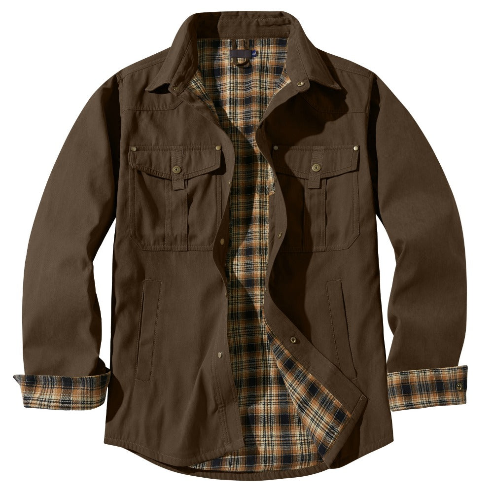 US-Size Men's Oversized Plaid Flannel Retro Western Jacket