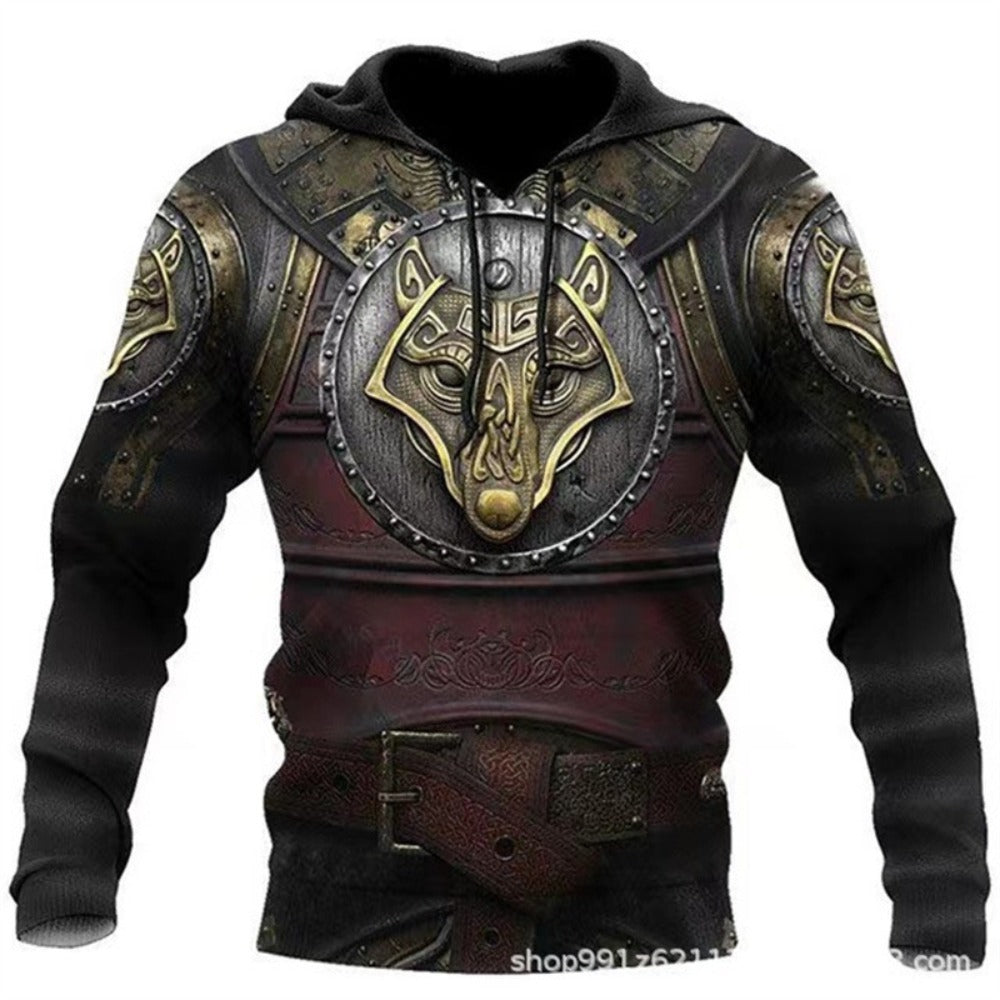 Viking Myth Armor 3D Print Hoodie Men's Cool Streetwear