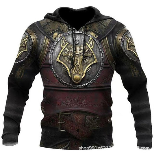 Viking Myth Armor 3D Print Hoodie Men's Cool Streetwear