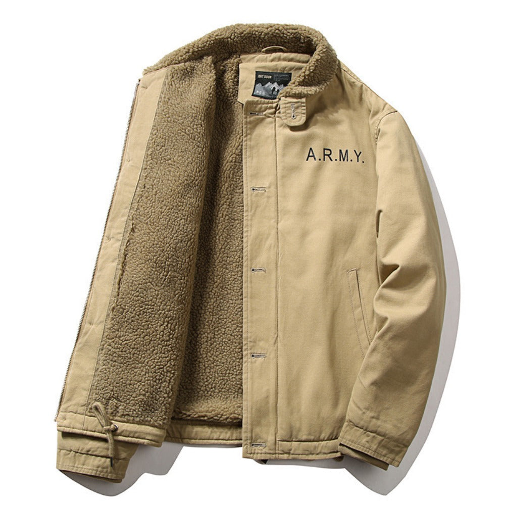 Short Sherpa Fleece-Lined Thick Collar Pilot Jacket Winter Coat