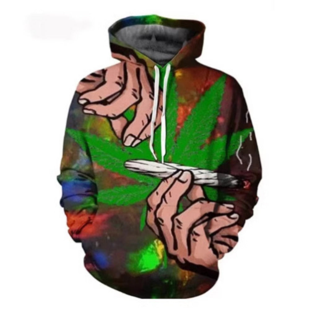 Men's Weed Leaf 3D Print Oversized Hoodie Street Fashion