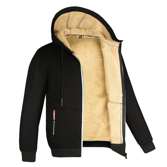 Trendy Men's Winter Hoodie Thick Fleece-Lined Warm Jacket