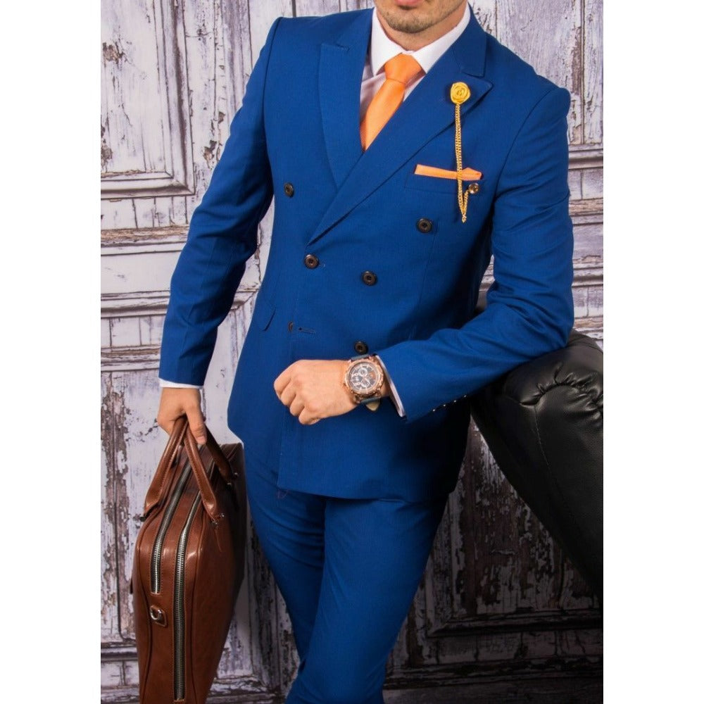 Blue Business DoubleBreasted Standard Tailcoat + Pants Set