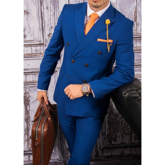Blue Business DoubleBreasted Standard Tailcoat + Pants Set