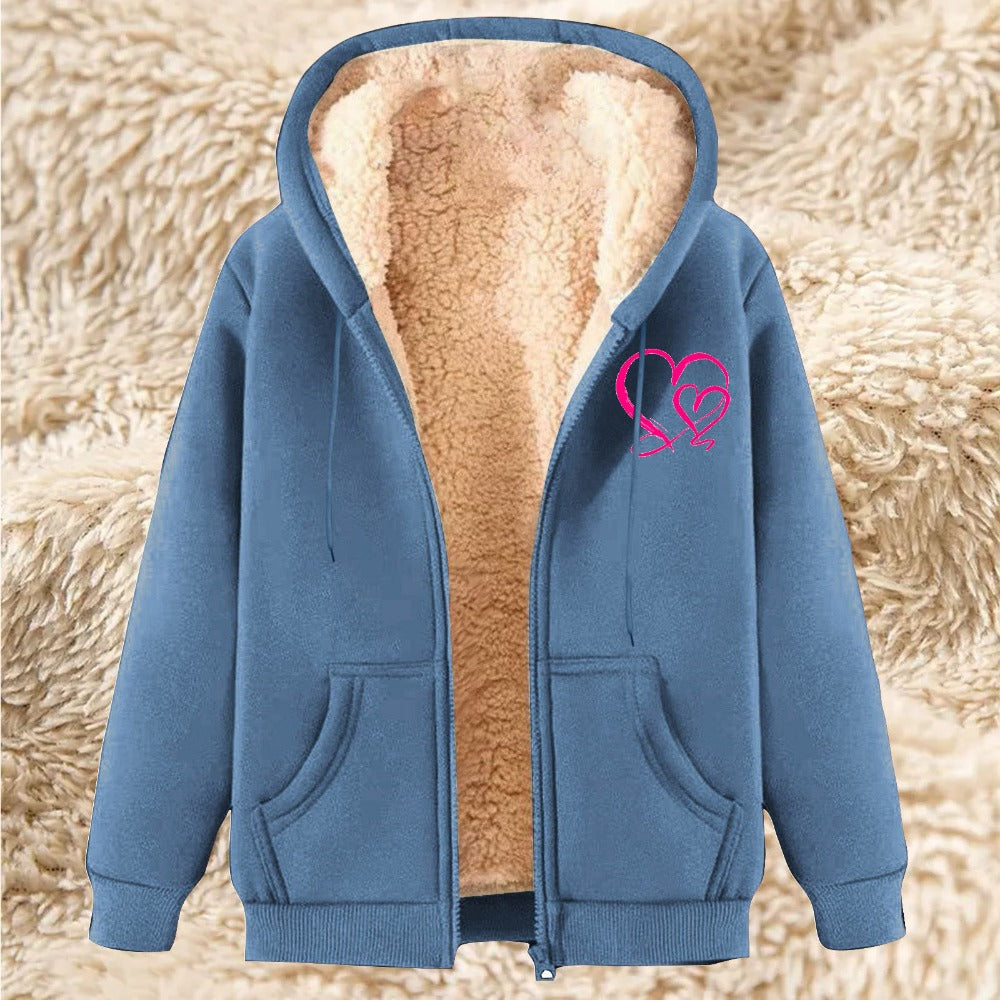 Men's Sherpa Fleece Hoodie Printed Zip-Up Hoodie