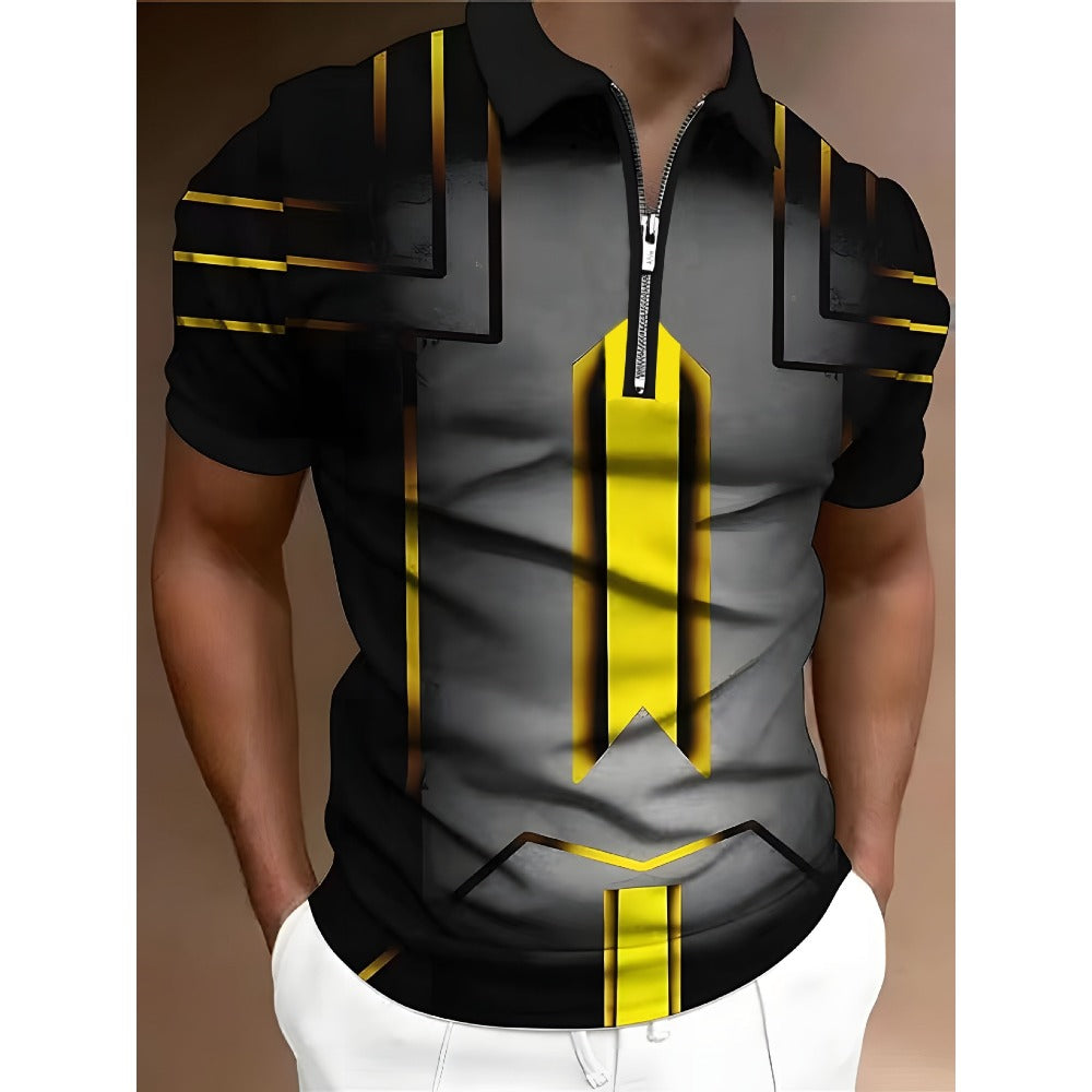3D Digital Print Short Sleeve Polo Shirt