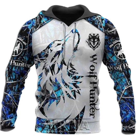 New 3D Animal Print Hooded Sweatshirt Men's Casual Two-Piece Set