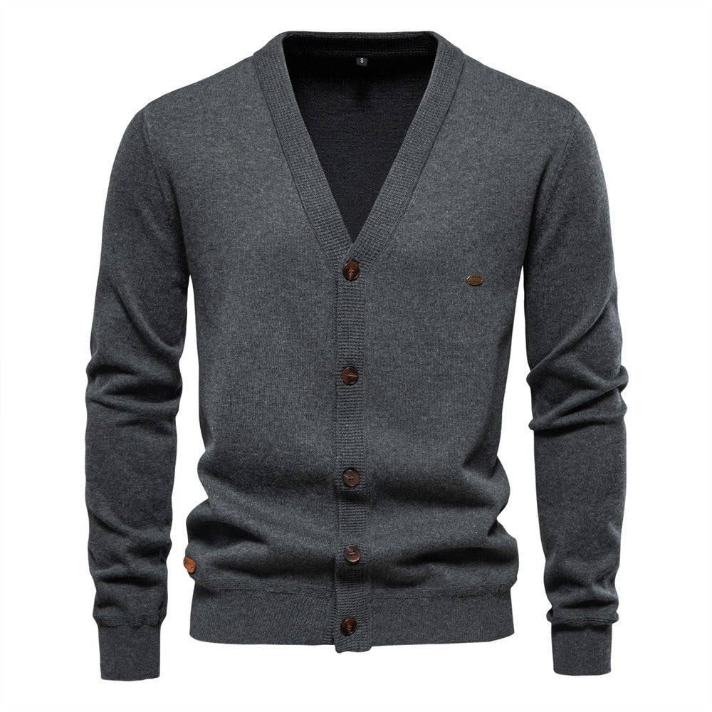 2025New Fall & Winter Men’s Cardigan Sweater - High-Quality Business Casual Solid Color Knitwear