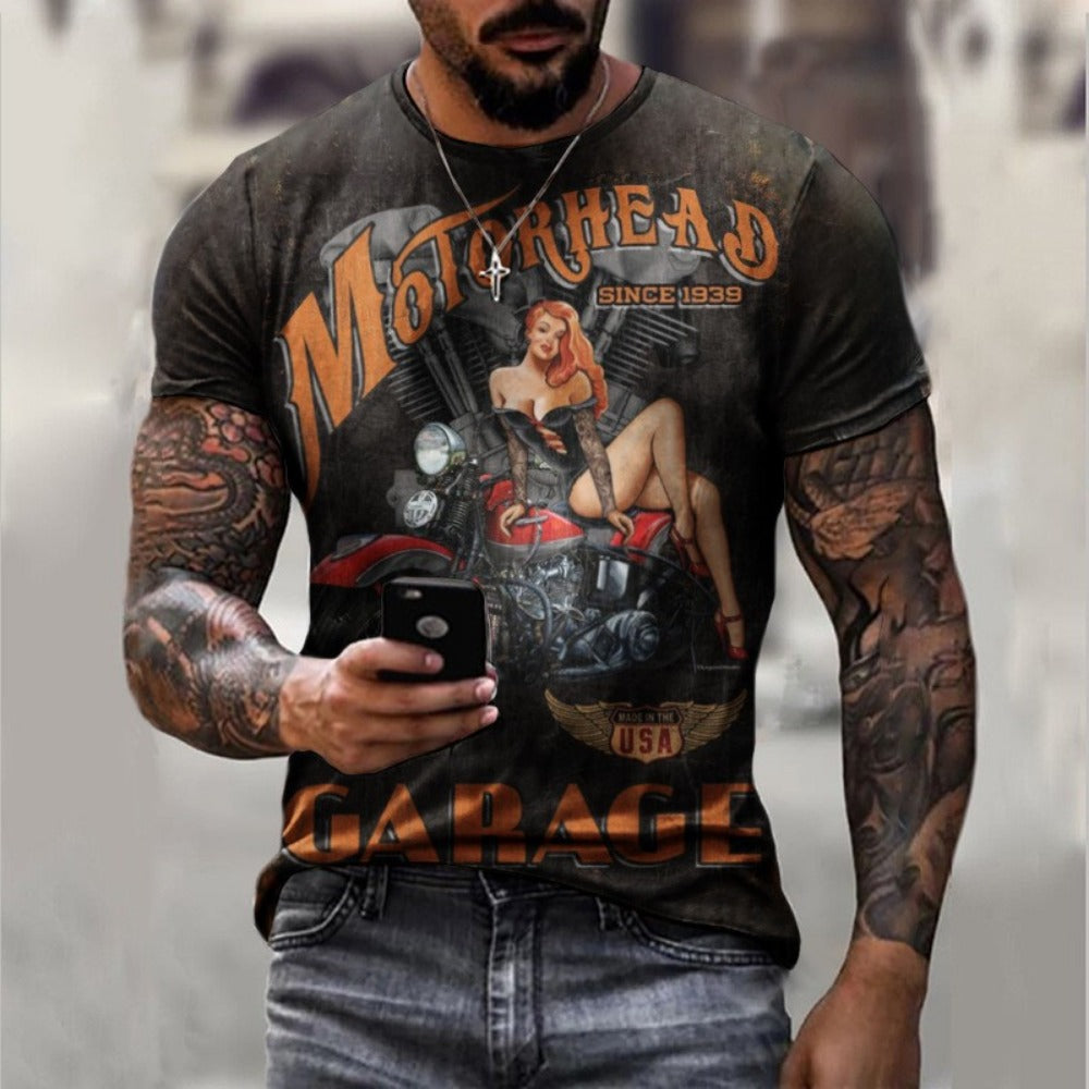 Red-Eye Wolf 3D Print Men's Streetwear Round-Neck Tee