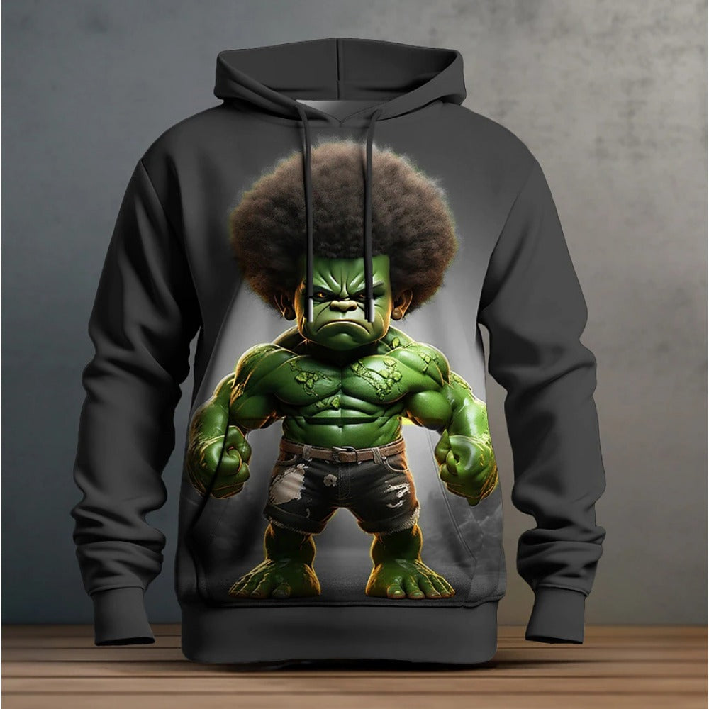 Healthy Fabric Green Giant 3D Digital Print Hoodie Men's Pullover