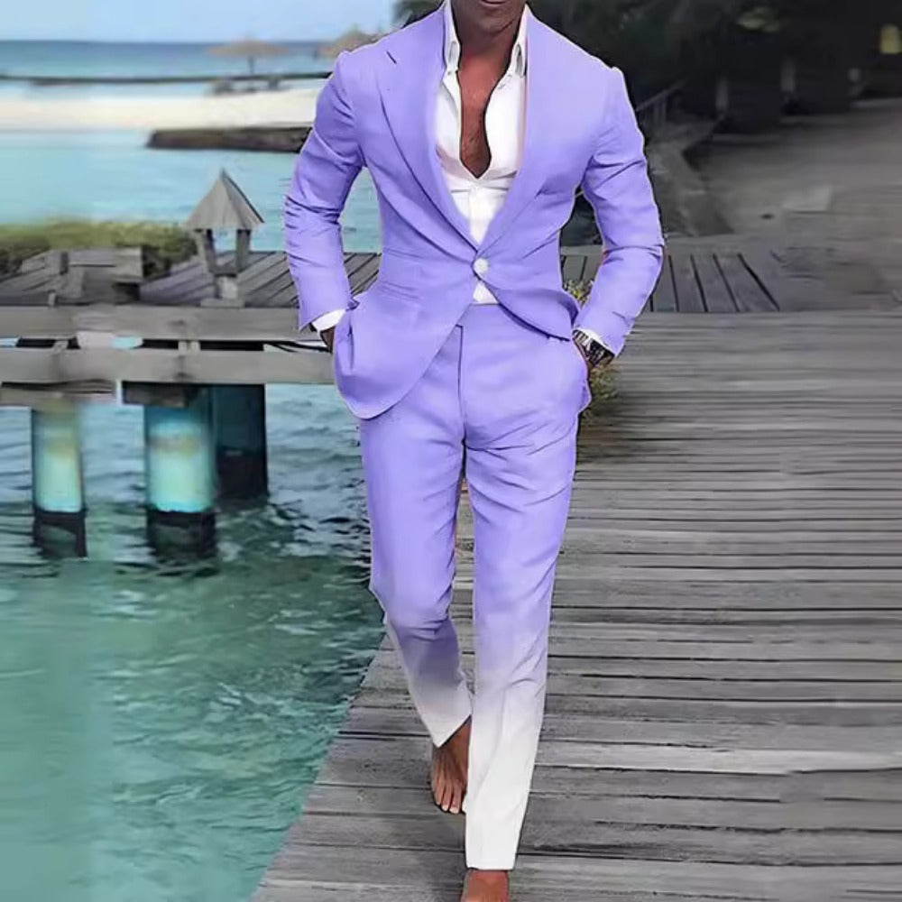 Digital Gradient Print TwoPiece OneButton Men's Suit Set
